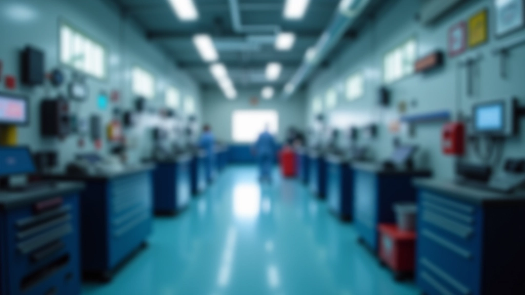 Automotive repair workshop interior with diagnostic equipment and service area, professional maintenance facility